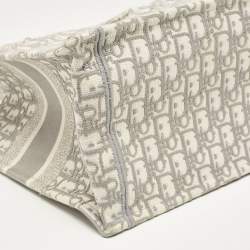 Dior Grey Oblique Embroidered Canvas Medium Book Tote