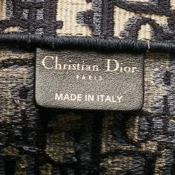 Pre Owned Dior Navy Blue Oblique Embroidered Canvas Large Book Tote