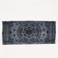 Dior Navy Blue Flower Embroidered Denim Large Book Tote