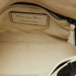Pre Owned Dior White Leather Studded Cannage Mini Lady Dior Tote