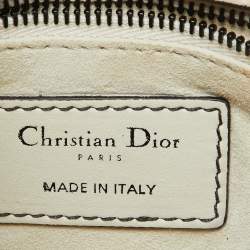 Pre Owned Dior White Leather Studded Cannage Mini Lady Dior Tote