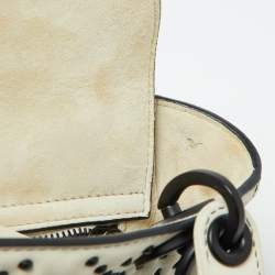 Pre Owned Dior White Leather Studded Cannage Mini Lady Dior Tote