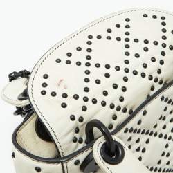 Pre Owned Dior White Leather Studded Cannage Mini Lady Dior Tote