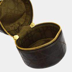 Christian Dior Brown Calfskin Cannage Cosmetic Pouch Bag
