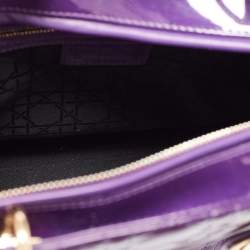 Pre Owned Dior Purple Cannage Quilted Patent Leather Large Lady Dior Tote