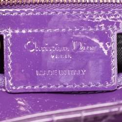 Pre Owned Dior Purple Cannage Quilted Patent Leather Large Lady Dior Tote