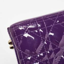 Pre Owned Dior Purple Cannage Quilted Patent Leather Large Lady Dior Tote