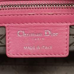 Pre Owned Dior Pink Cannage Leather Medium Lady Dior Tote