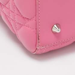 Pre Owned Dior Pink Cannage Leather Medium Lady Dior Tote