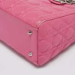 Pre Owned Dior Pink Cannage Leather Medium Lady Dior Tote