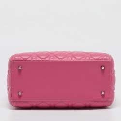 Pre Owned Dior Pink Cannage Leather Medium Lady Dior Tote