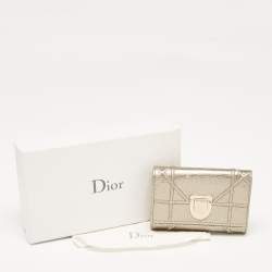 Pre Owned Dior Gold Leather Diorama Trifold Wallet