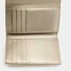 Pre Owned Dior Gold Leather Diorama Trifold Wallet