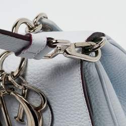 Pre Owned Dior Light Blue Leather Small Be Dior Flap Top Handle Bag