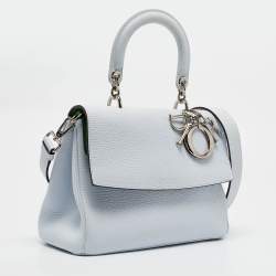 Pre Owned Dior Light Blue Leather Small Be Dior Flap Top Handle Bag
