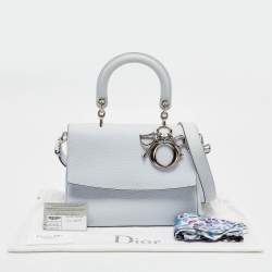 Pre Owned Dior Light Blue Leather Small Be Dior Flap Top Handle Bag