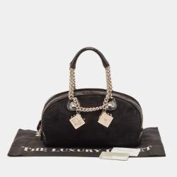 Dior Black Suede and Snakeskin Gambler Dice Bowler Bag