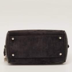 Dior Black Suede and Snakeskin Gambler Dice Bowler Bag