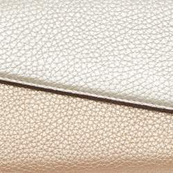 Pre Owned Dior Silver/Bronze Leather Flap Continental Chain Wallet