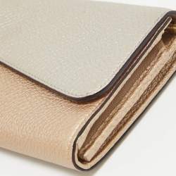 Pre Owned Dior Silver/Bronze Leather Flap Continental Chain Wallet