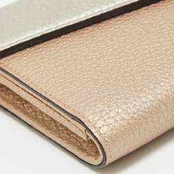 Pre Owned Dior Silver/Bronze Leather Flap Continental Chain Wallet