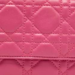 Dior Pink Cannage Leather Lady Dior Wallet on Chain