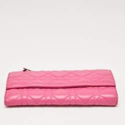 Dior Pink Cannage Leather Lady Dior Wallet on Chain