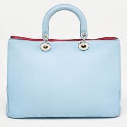 Dior Light Blue Leather Large Diorissimo Shopper Tote