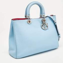 Dior Light Blue Leather Large Diorissimo Shopper Tote