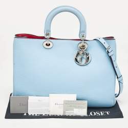 Dior Light Blue Leather Large Diorissimo Shopper Tote