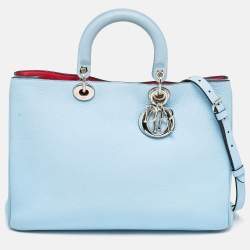 Dior Light Blue Leather Large Diorissimo Shopper Tote