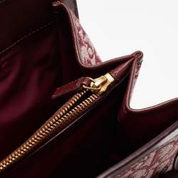 Pre Owned Dior Burgundy Oblique Canvas Pocket Satchel