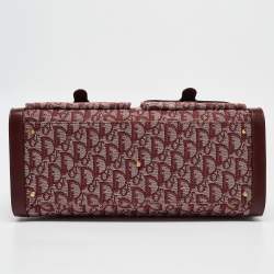 Pre Owned Dior Burgundy Oblique Canvas Pocket Satchel