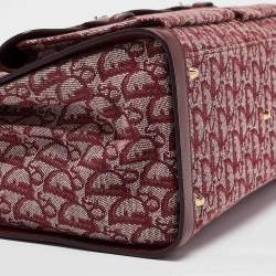 Pre Owned Dior Burgundy Oblique Canvas Pocket Satchel