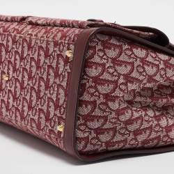 Pre Owned Dior Burgundy Oblique Canvas Pocket Satchel