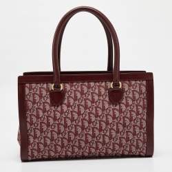 Pre Owned Dior Burgundy Oblique Canvas Pocket Satchel