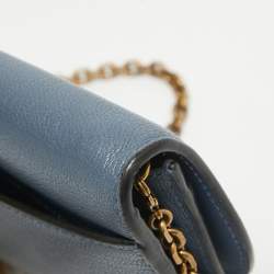 Dior Blue Leather Saddle Wallet On Chain