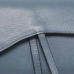 Dior Blue Leather Saddle Wallet On Chain