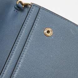 Dior Blue Leather Saddle Wallet On Chain