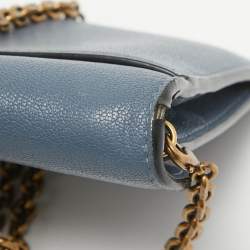 Dior Blue Leather Saddle Wallet On Chain