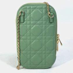 Dior Green Cannage Phone Chain Shoulder Bag