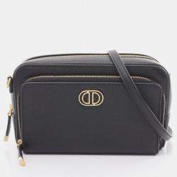 Dior Leather Black Caro Double Pouch Shoulder Bag