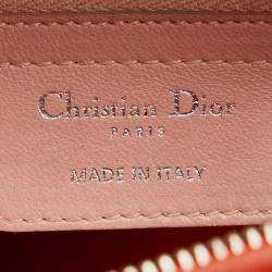 Christian Dior Pink Orange Leather Lady Cannage Handbag