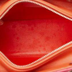 Christian Dior Pink Orange Leather Lady Cannage Handbag