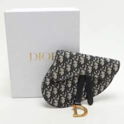 Dior Blue/Black Oblique Canvas and Leather Saddle Belt Bag