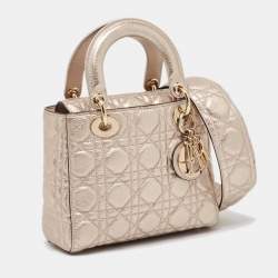 Dior Rose Gold Cannage Leather Small Soft Lady Dior Tote