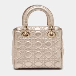 Dior Rose Gold Cannage Leather Small Soft Lady Dior Tote