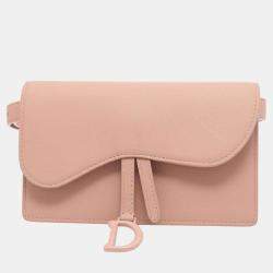 Dior Pink Leather Ultramatt Saddle Belt Pouch