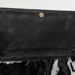 Pre Owned Dior Black Quilted Cannage Patent Leather Lady Dior Chain Clutch