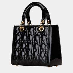 Dior Black Medium Patent Cannage Lady Dior